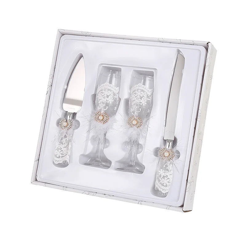 Ensemble de vaisselle et verres de quatre pièces pour le mariage des mariés, fournitures de mariage pour banquet