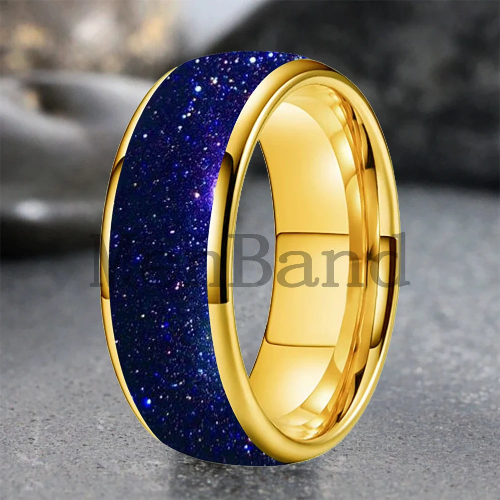 Bague de mariage pour homme 4/6/8mm - Bague en carbure de tungstène avec sable galactique concassé Espace cosmique Bague de mariage unisexe Bague de fiançailles Pour lui