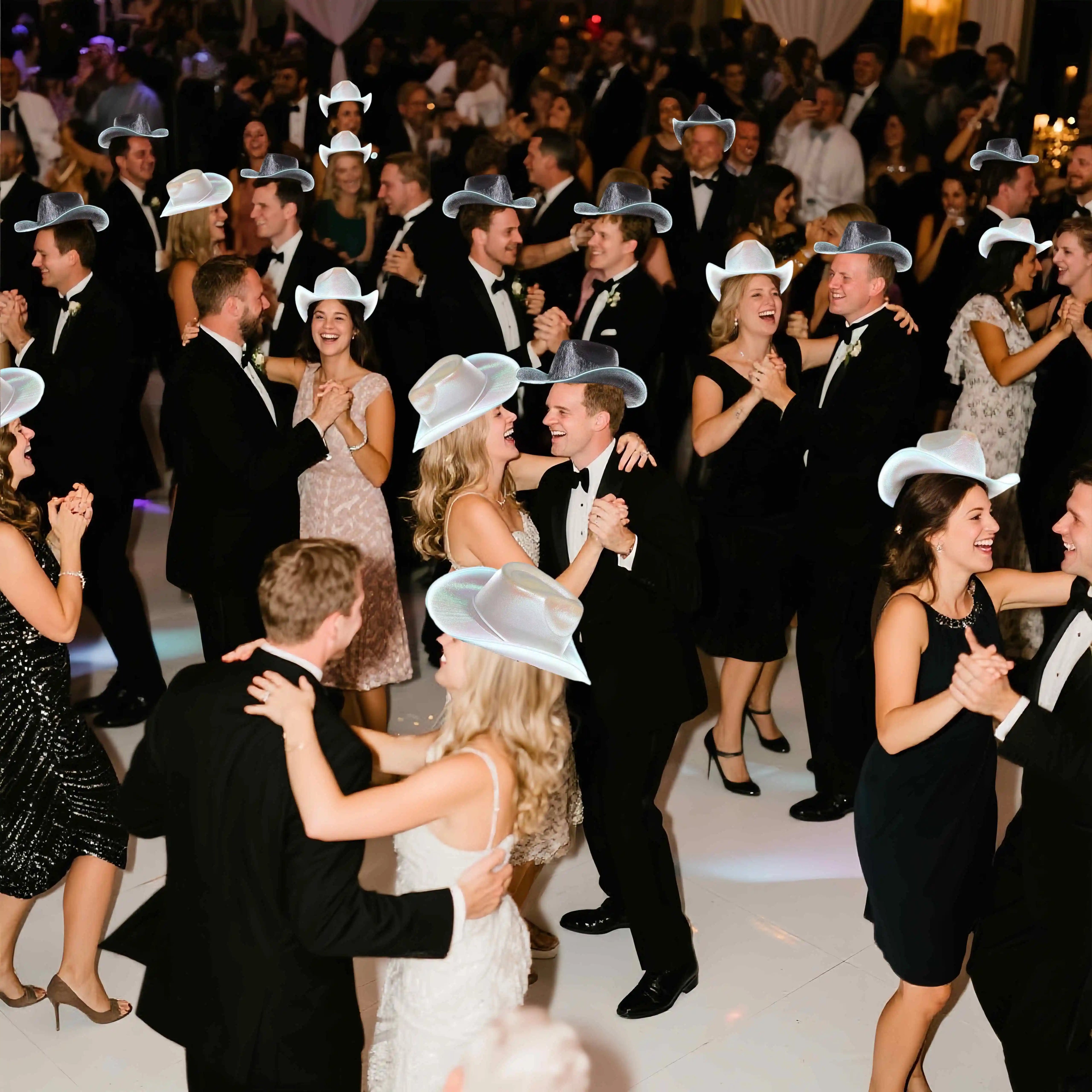 6/8/12PACK Light Up Cowboy Hats LED Wedding Hats Neon Sparkly Hats Gift for Bridal Wedding Shower Dance Bachelor Party Prom