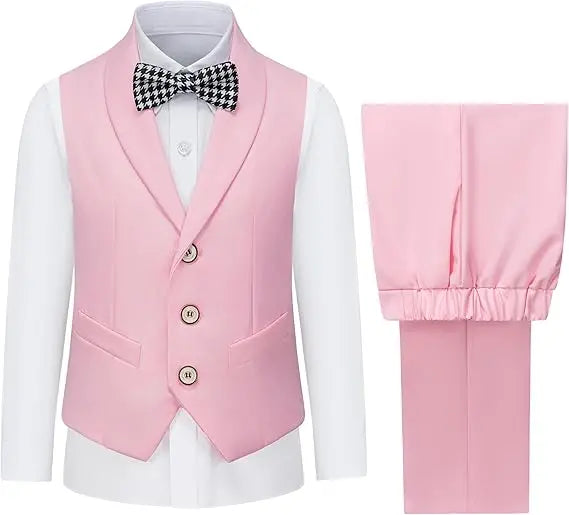 Ensemble gilet et pantalon pour garçons avec cravate, costume habillé formel, tenue de mariage ou communion pour adolescent, costume de performance de piano pour enfants