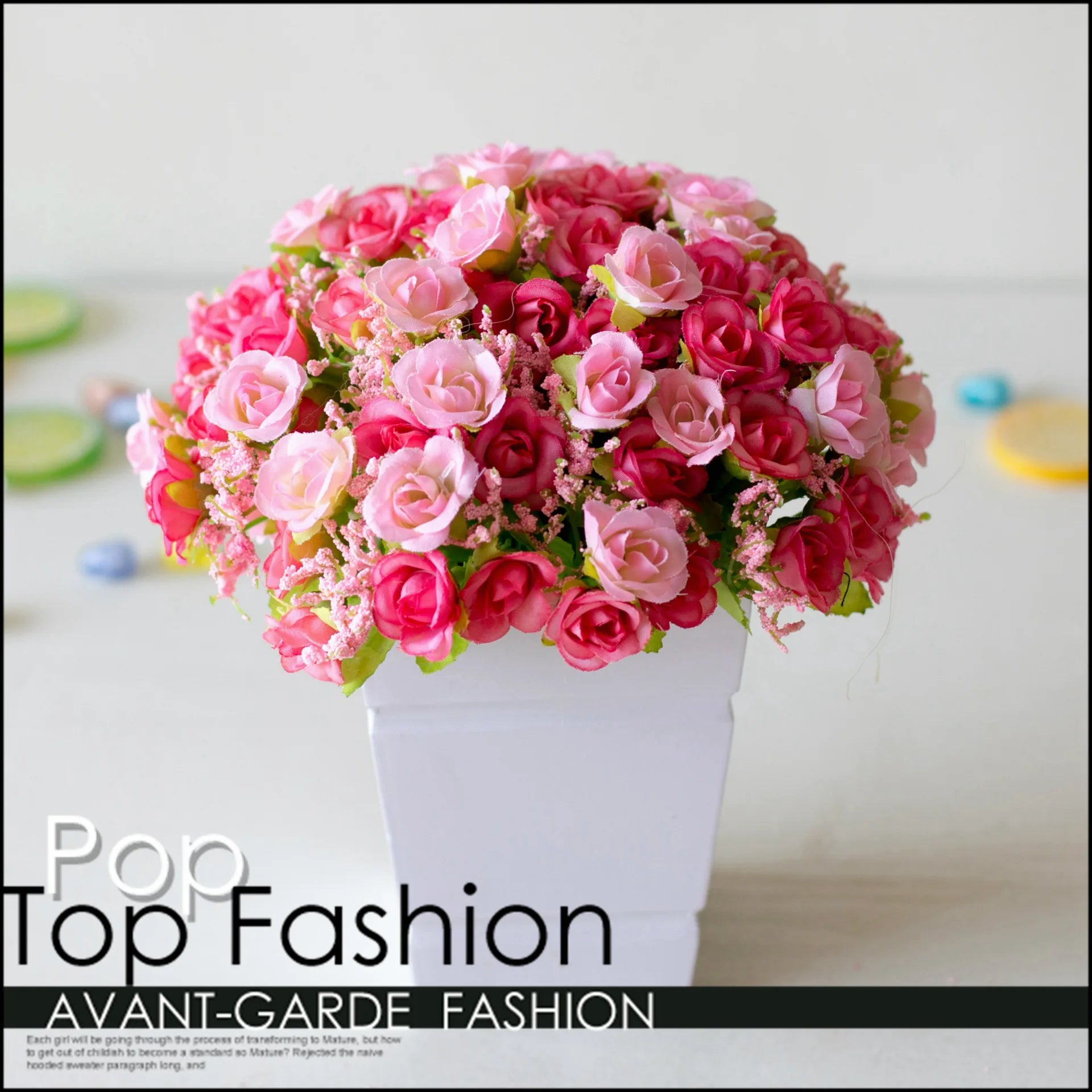 Bouquet de roses artificielles diamant – 21 fleurs, 7 tiges