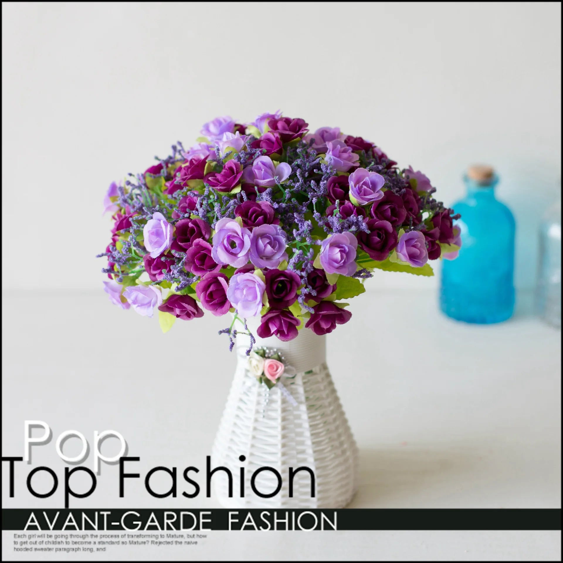 Bouquet de roses artificielles diamant – 21 fleurs, 7 tiges