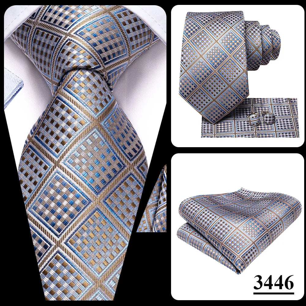 Silk Paisley & Floral Necktie Gift Set | Groom & Groomsmen Wedding Tie with Pocket Square & Cufflinks