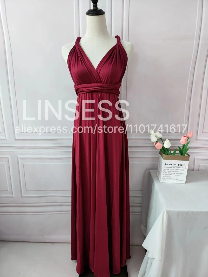 Robe de demoiselle d'honneur, robe longue vert olive de demoiselle d'honneur, robe convertible pour cortège nuptial, robe infinie multivoies, robe sur mesure