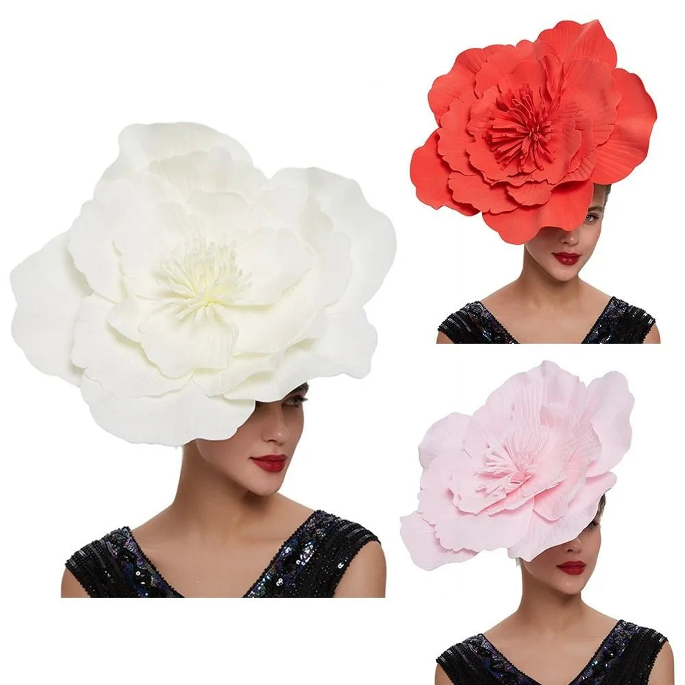 Fashion Hair Accessories Bridal Large Flower Hair Band Bow Hat Headdress Makeup Prom