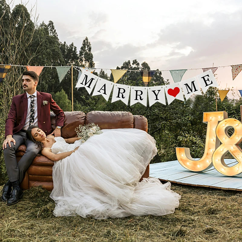 Guirlande "Just Married" style Vintage pour Mariage, Accessoires Photo pour Douche Nuptiale, Décoration de Fête de Mariage Rustique
