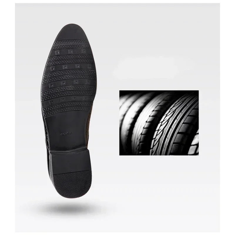 Chaussures habillées pour hommes en cuir PU, mocassins d'affaires tendance pour hommes, chaussures noires pointues Oxford respirantes pour mariage formel