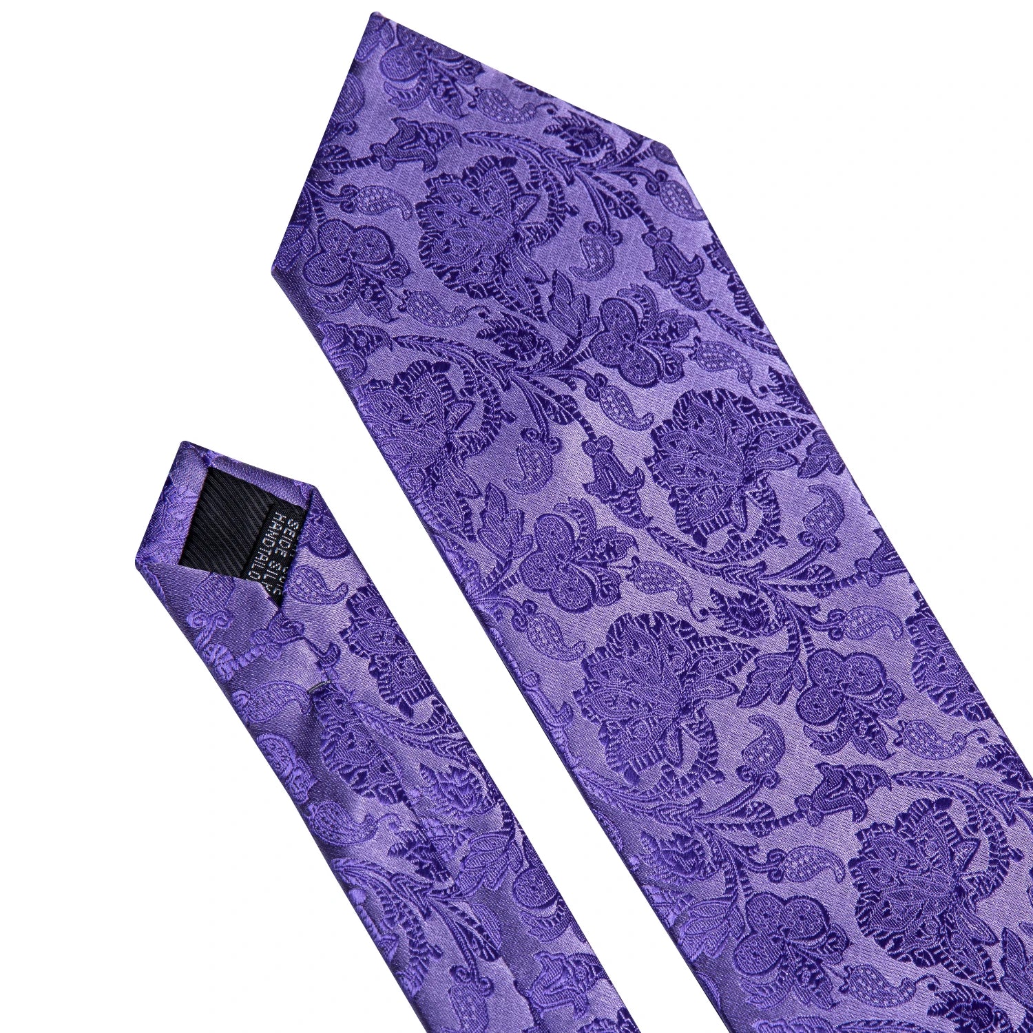 Cravate Homme en Soie Violette Unie avec Pochette Barry.Wang, Ensemble de Cravate et Mouchoir de Poche, Nœuds Papillons Floraux Paisley pour Homme, Cadeau pour Fête, Marié