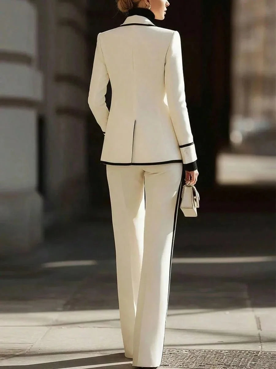 Women's Evening Dress Suits: Elegant Peaked Lapel Jacket & Pants For the Female in Satin