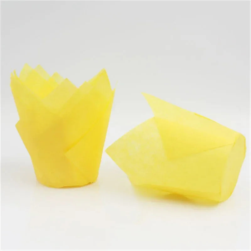 50x caissettes à cupcake de style journal, pour pâtisserie, mariage, caissettes tulipe, moule à muffins, papier sulfurisé, emballage de gâteau résistant à l'huile