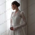 Muslim Women's Bridal Gowns Elegant High Collar Long Sleeve Princess Wedding Dresses Formal Party Bride Dress Customized Robe De