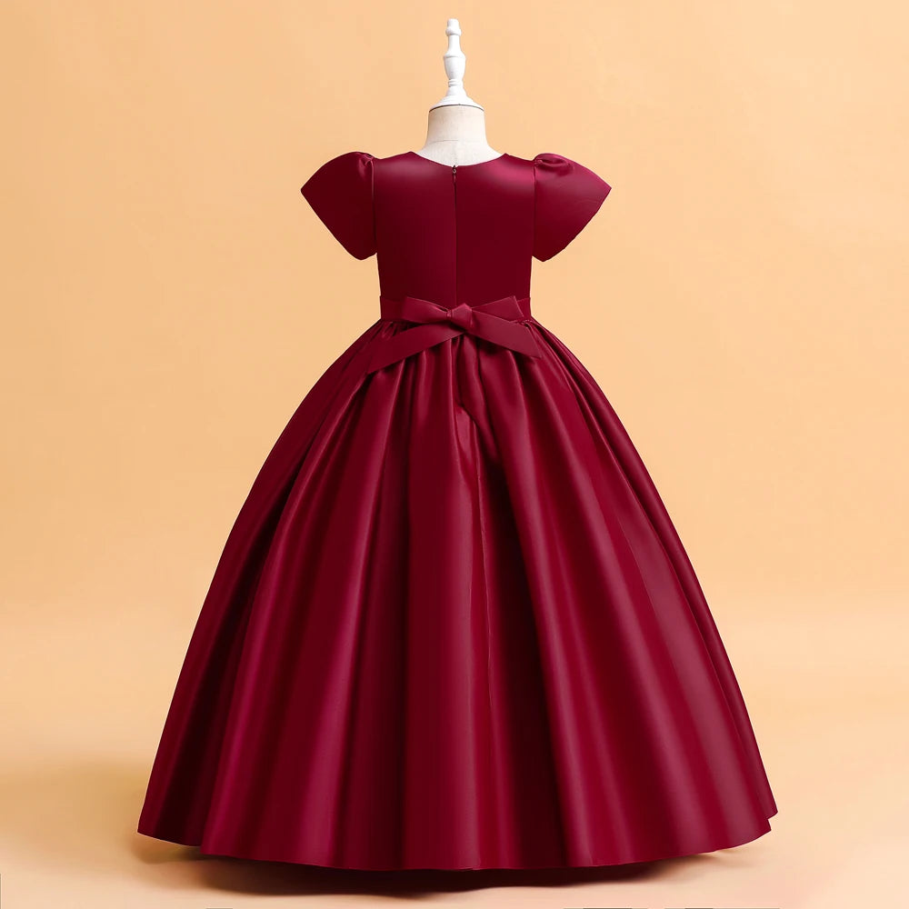 Robes de demoiselle d'honneur élégantes pour filles, robe de soirée de mariage, première communion blanche, robe de soirée longue, vêtements d'été pour enfants