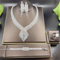 Luxury Tassel Rhinestone 4-Piece Bridal Jewelry Set — Necklace, Earrings, Ring & Bracelet