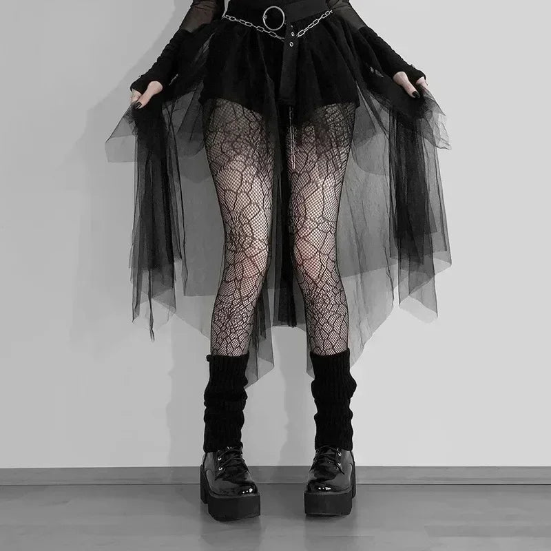 Jupes décontractées Punk Sexy en maille taille haute irrégulière pour femmes, nouvelle jupe polyvalente de style gothique européen et américain pour l'été