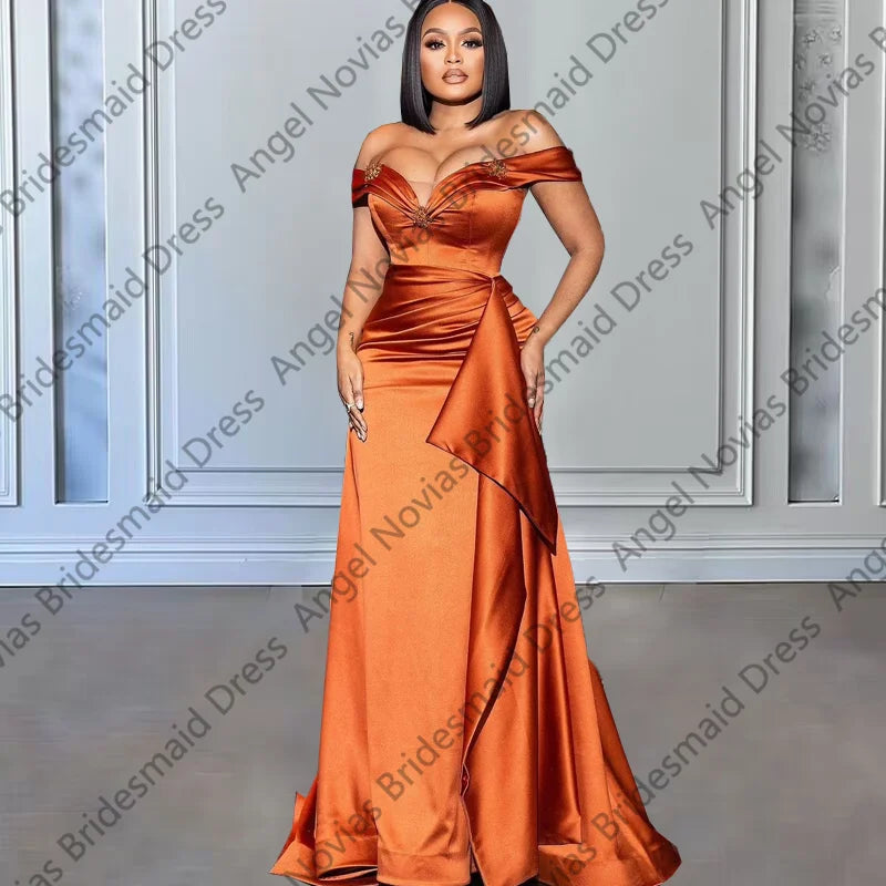 Customized Long Burnt Orange Bridesmaid Dresses Wedding Party Dress Robe Mariage Invite robe demoiselle d'honneur de mariage