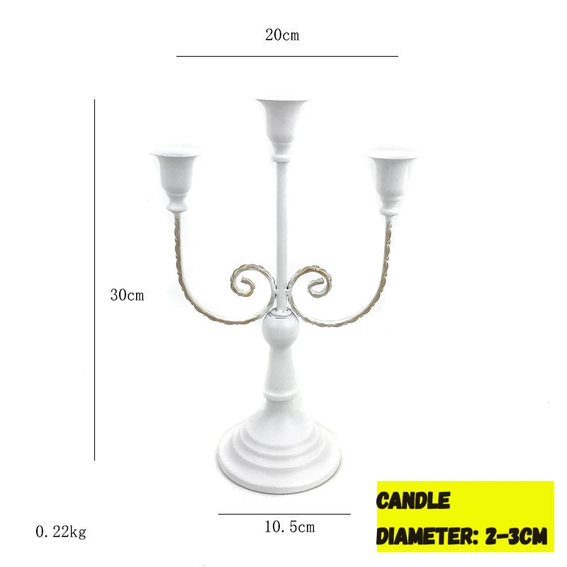 Chandelier en Métal Vintage, Bougeoir à 3 Bras/3 Coupelles avec Base Solide, Décoration de Mariage, Centre de Table Rétro pour Ornement de Table à Domicile