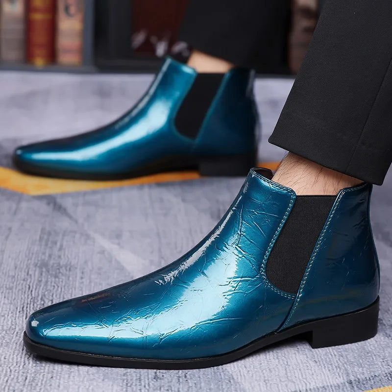 Bottes Chelsea Homme Grandes Tailles 39-48 Bottines Rétro de Haute Qualité Bottes en Cuir Tendance pour Hommes Chaussures Habillées d'Affaires Zapatos