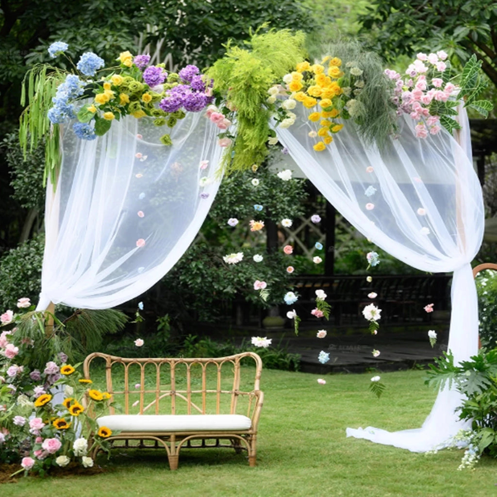 Toile de fond en tissu maillé pour décoration de mariage 10/20M pour rideau de mariage, décoration d'hôtel, fond, mur de fleurs, tissus en gros