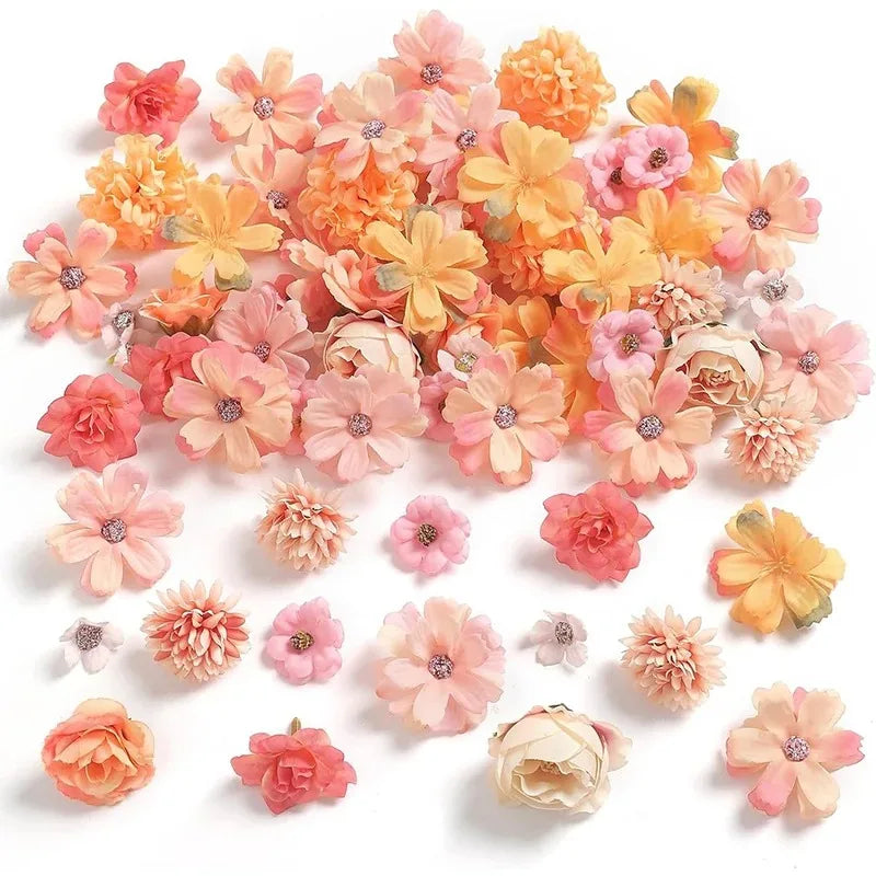 Têtes de fleurs de roses en soie pour mariage et décoration (lot de 20)