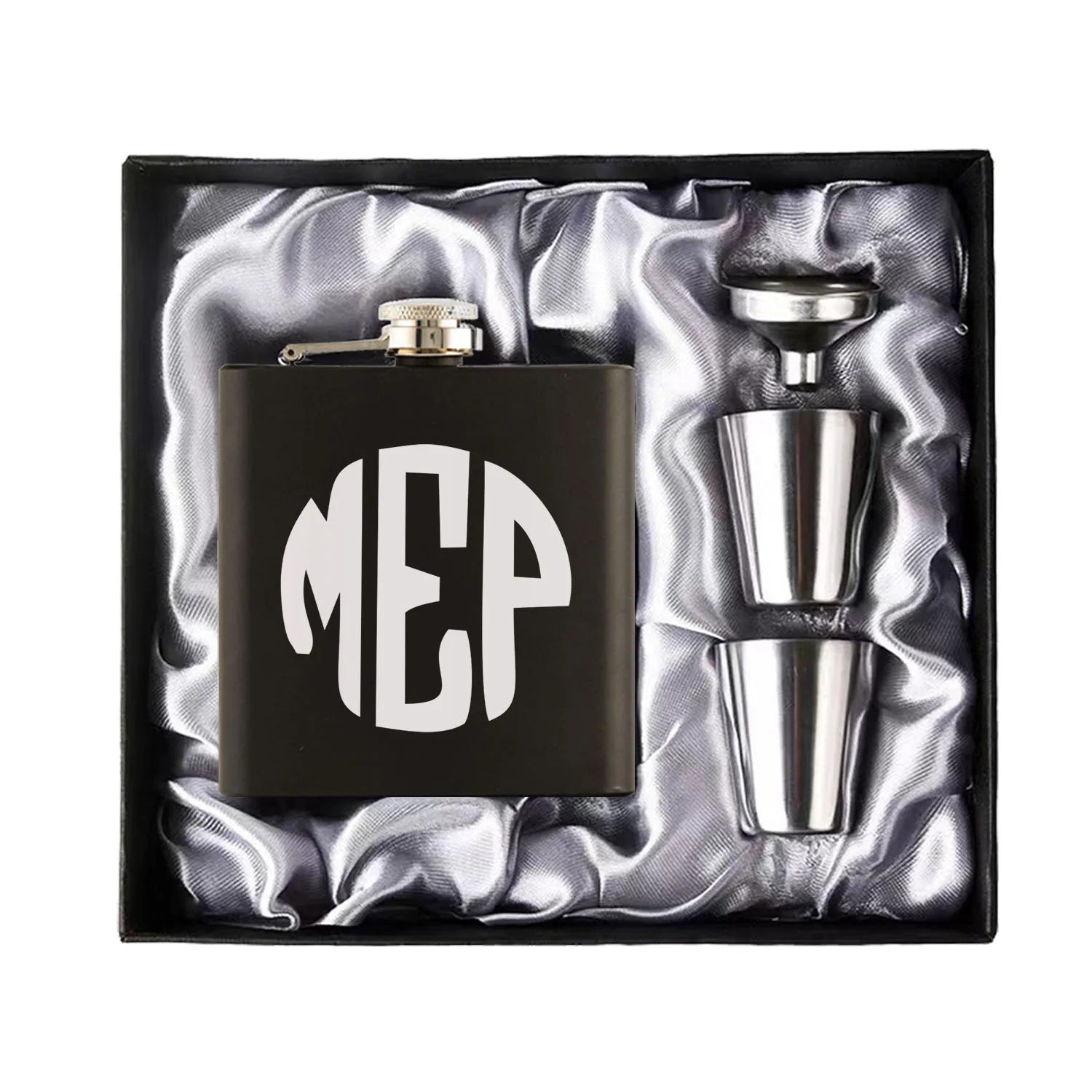 Personalized 6oz Hip Flask Set | Custom Name & Logo | Groom, Best Man & Groomsmen Gift