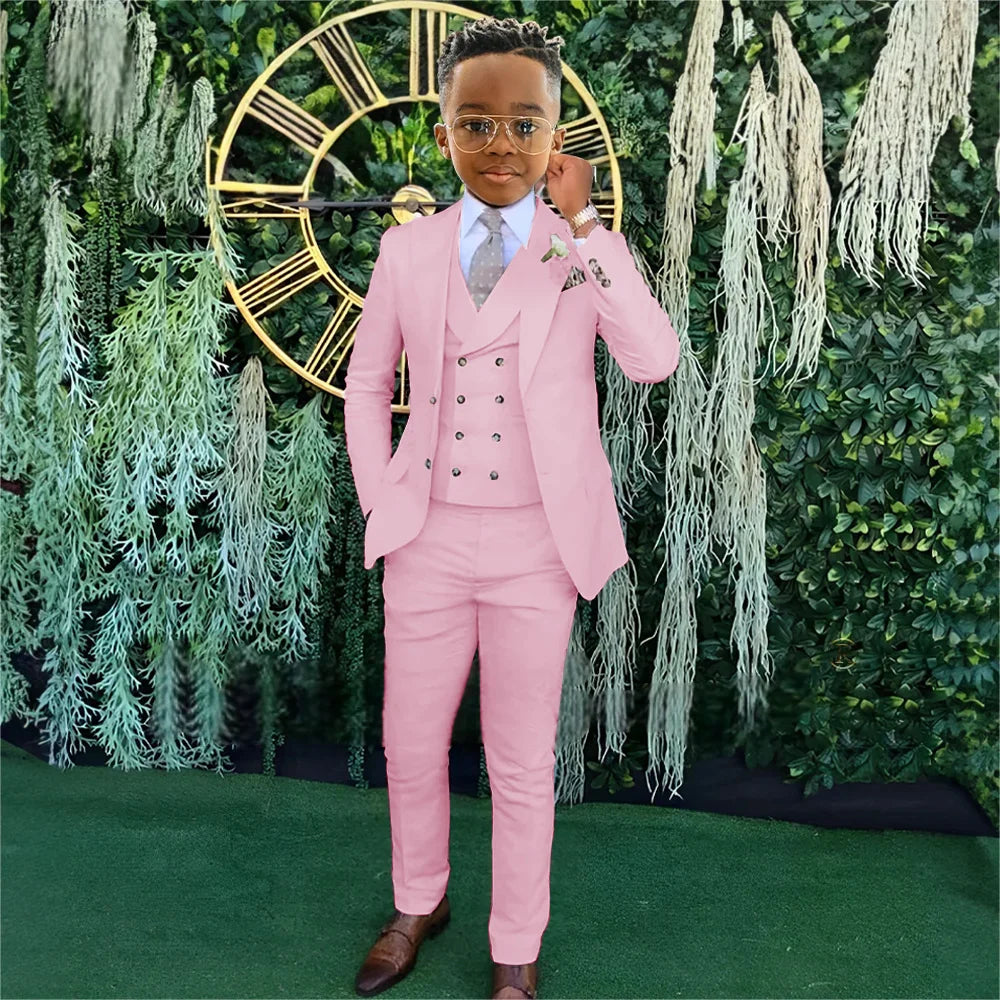 Ensemble Costumes Garçon 3 Pièces Veste Gilet Pantalon Tenue de Banquet Fête Élégant Smoking Enfant Vêtements d'Invité de Mariage 2-20T