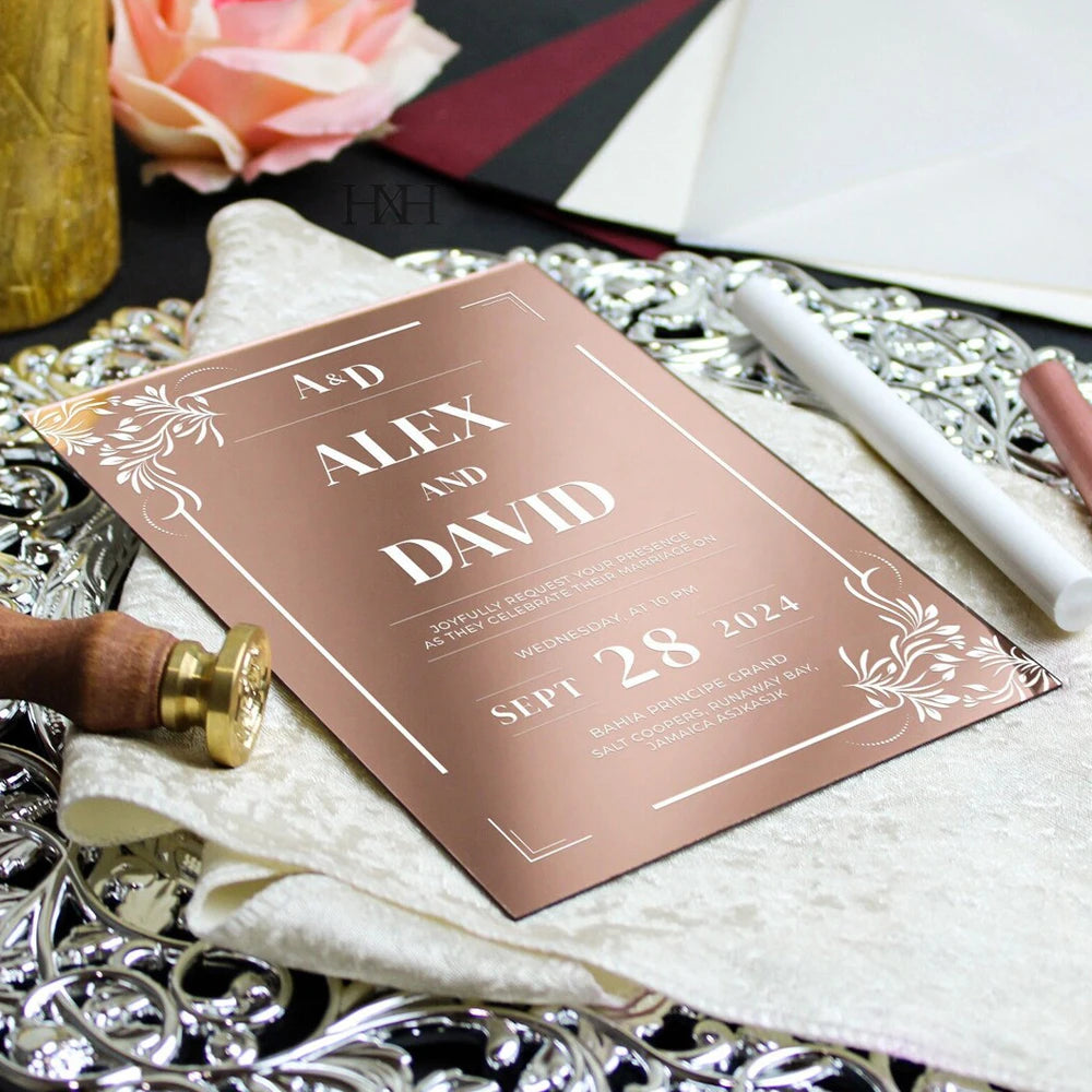 5/20pcs Personalized Acrylic Wedding Invitations Custom Acrylic Invitations Gold Acrylic Invitation ENVELOPE NOT INCLUDED