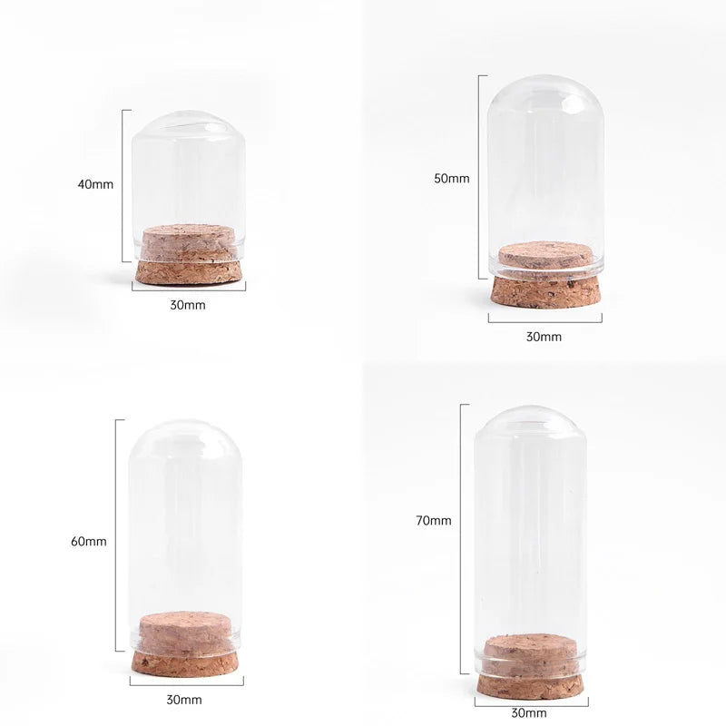 24pcs Glass Cloche Bell Jar with Cork Base - 5 Sizes Display Case for Flowers Mini Bottles Terrarium Home Party Wedding Decor