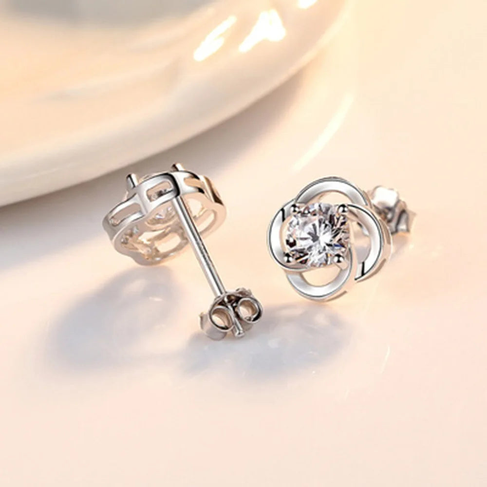 Boucles d'oreilles créoles en Zircon scintillant — Argent sterling 925