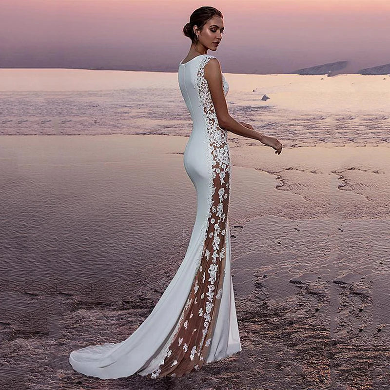 Bridesmaid Dress Magic Lace Evening Gown Sleeveless Long fitted formal Party dress floor-length cocktail dress