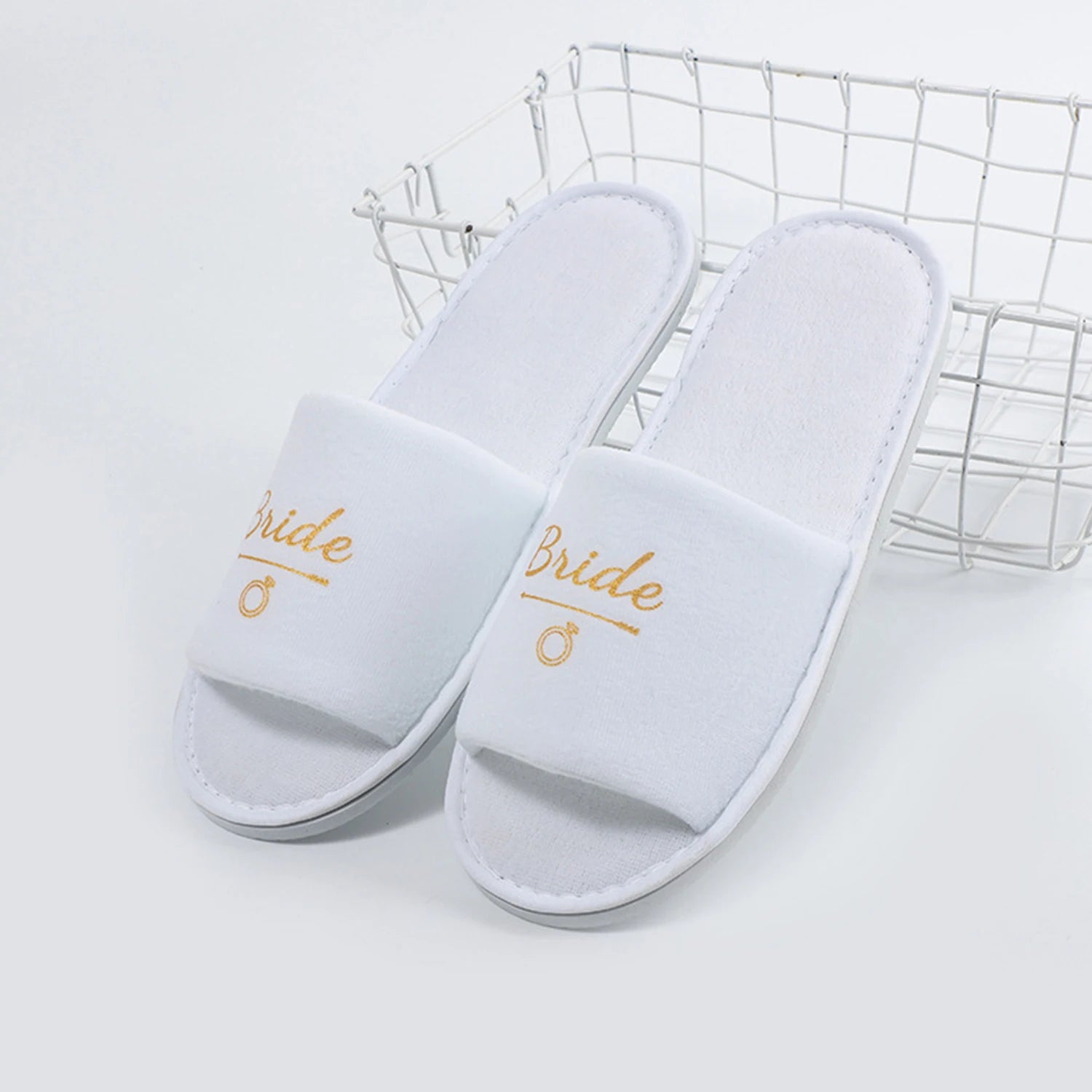 Personalised Wedding Bridal Party Slippers Bride / Bridesmaid Gift rose gold foil gold glitter Open Toes Slipper