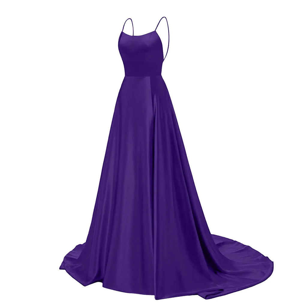 Robe de Demoiselle d'Honneur Bleu Marine pour Mariages Femme Invitée 2024 Sexy à Fines Bretelles Fendue Robes de Soirée Longues
