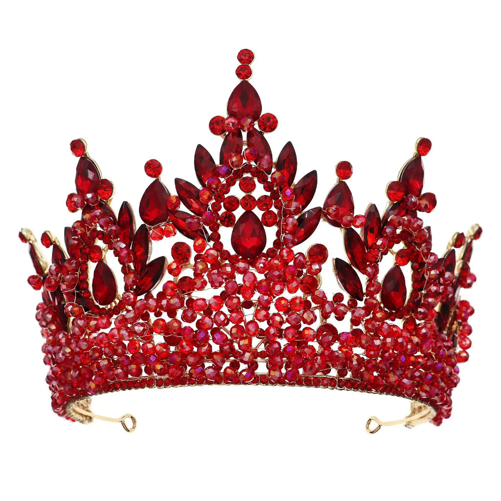 Accessoires de cheveux de mariage colorés roses, coiffe de concours de beauté, diadème de mariée Fait à la main en CRISTAL coloré avec perles