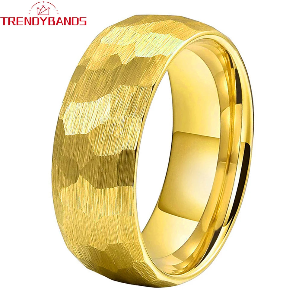 6mm 8mm Hammered Tungsten Carbide Wedding Band for Men Women Domed Brushed Finish Fashion Jewelry Comfort Fit