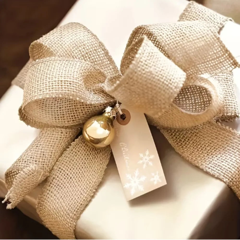 Jute Burlap Ribbon Roll DIY Handmade Craft Supplies for Wedding Decor Gift Wrapping Flower Bouquets Table Garland Party DIY