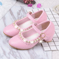 Nouvelles chaussures à talons hauts de princesse pour enfants, chaussures en cuir pour robe de mariée de fille, chaussures blanches pour enfants, chaussures de performance pour étudiants