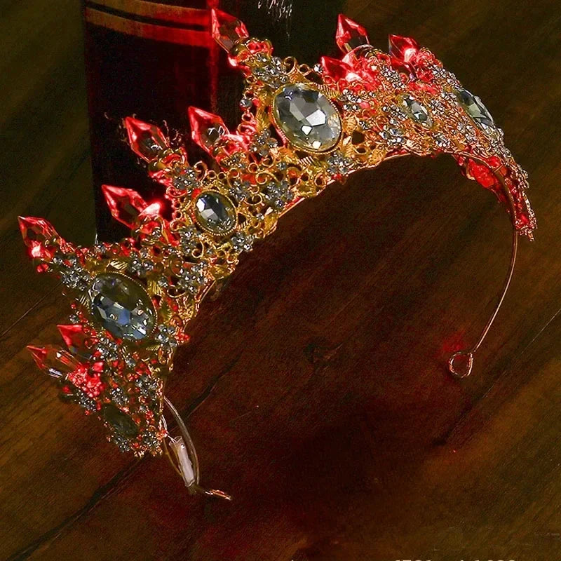Accessoires de Cheveux de Mariée Lumineux Alliage Cristal Fête LED Lumineux Couronne Strass Diadème Fleur Reine Mariage Festival