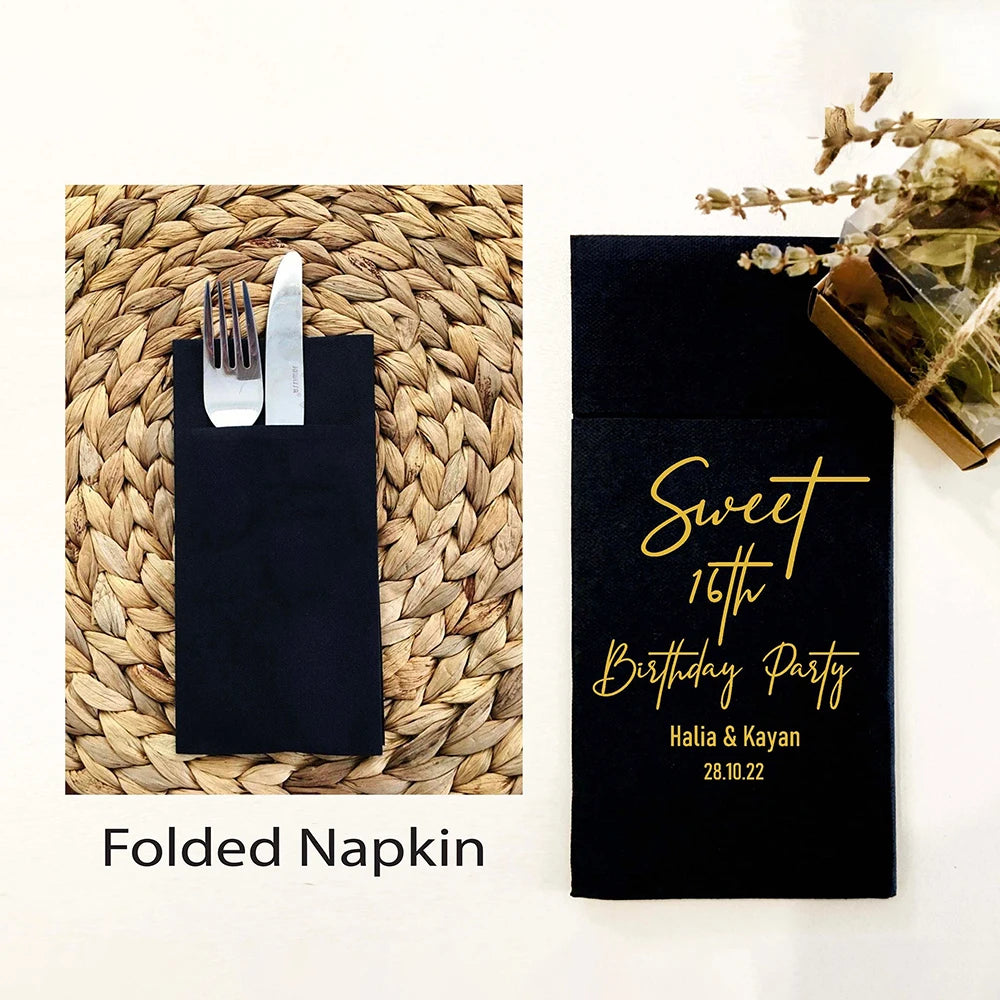 50pcs Personalized Napkins Wedding Engagement Party Table Dinner Decoration Custom Bar Napkins LOTS of COLORS Avail