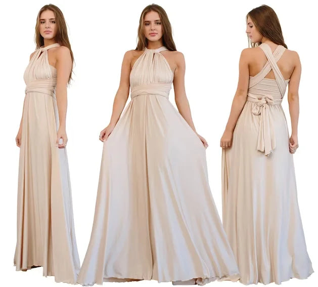 Robe de demoiselle d'honneur, robe longue vert olive de demoiselle d'honneur, robe convertible pour cortège nuptial, robe infinie multivoies, robe sur mesure