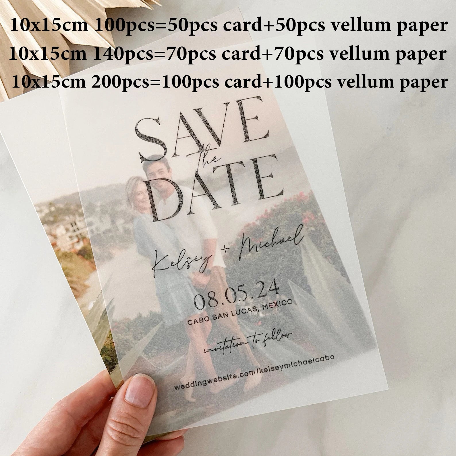 Faire-part de mariage élégant et personnalisé avec papier calque, annonce de mariage, fiançailles, nom personnalisé, fournitures de fête