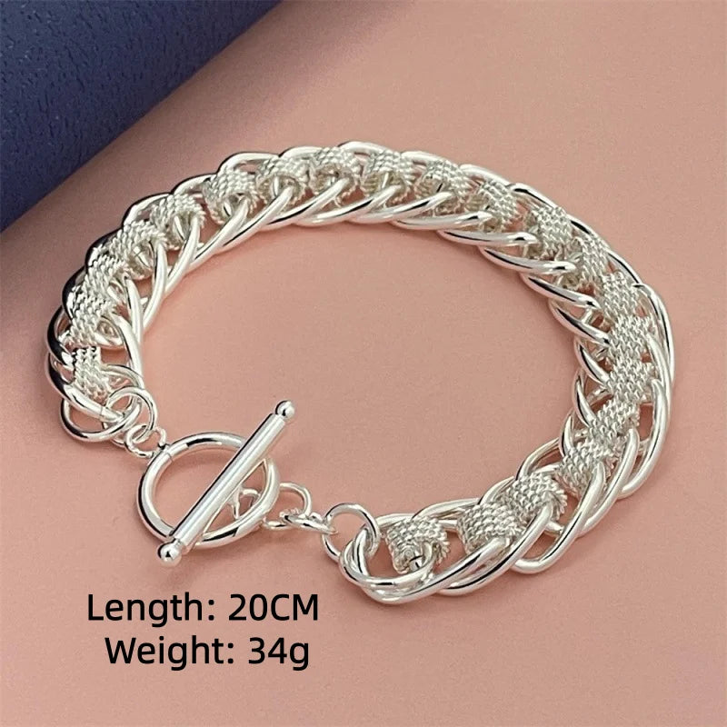 Bracelet maille perforée — Argent sterling 925