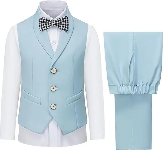Ensemble gilet et pantalon pour garçons avec cravate, costume habillé formel, tenue de mariage ou communion pour adolescent, costume de performance de piano pour enfants