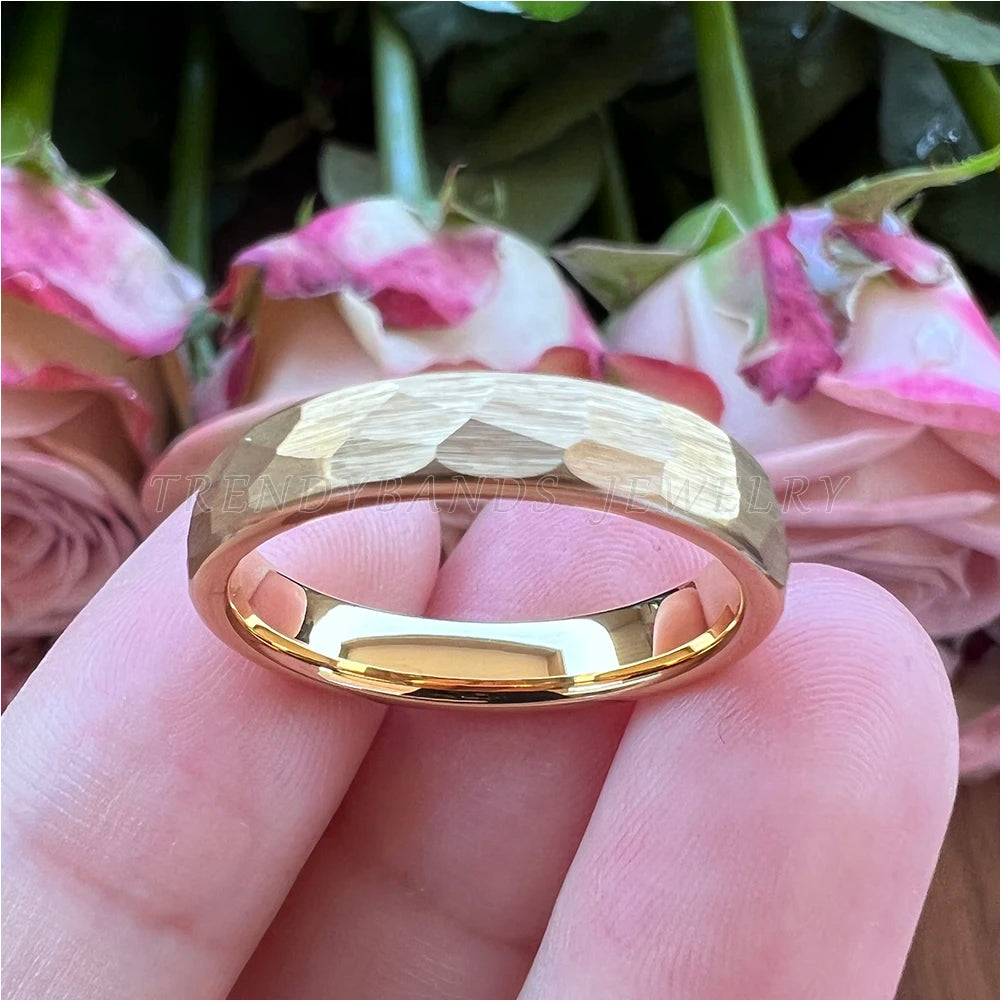 6mm 8mm Hammered Tungsten Carbide Wedding Band for Men Women Domed Brushed Finish Fashion Jewelry Comfort Fit