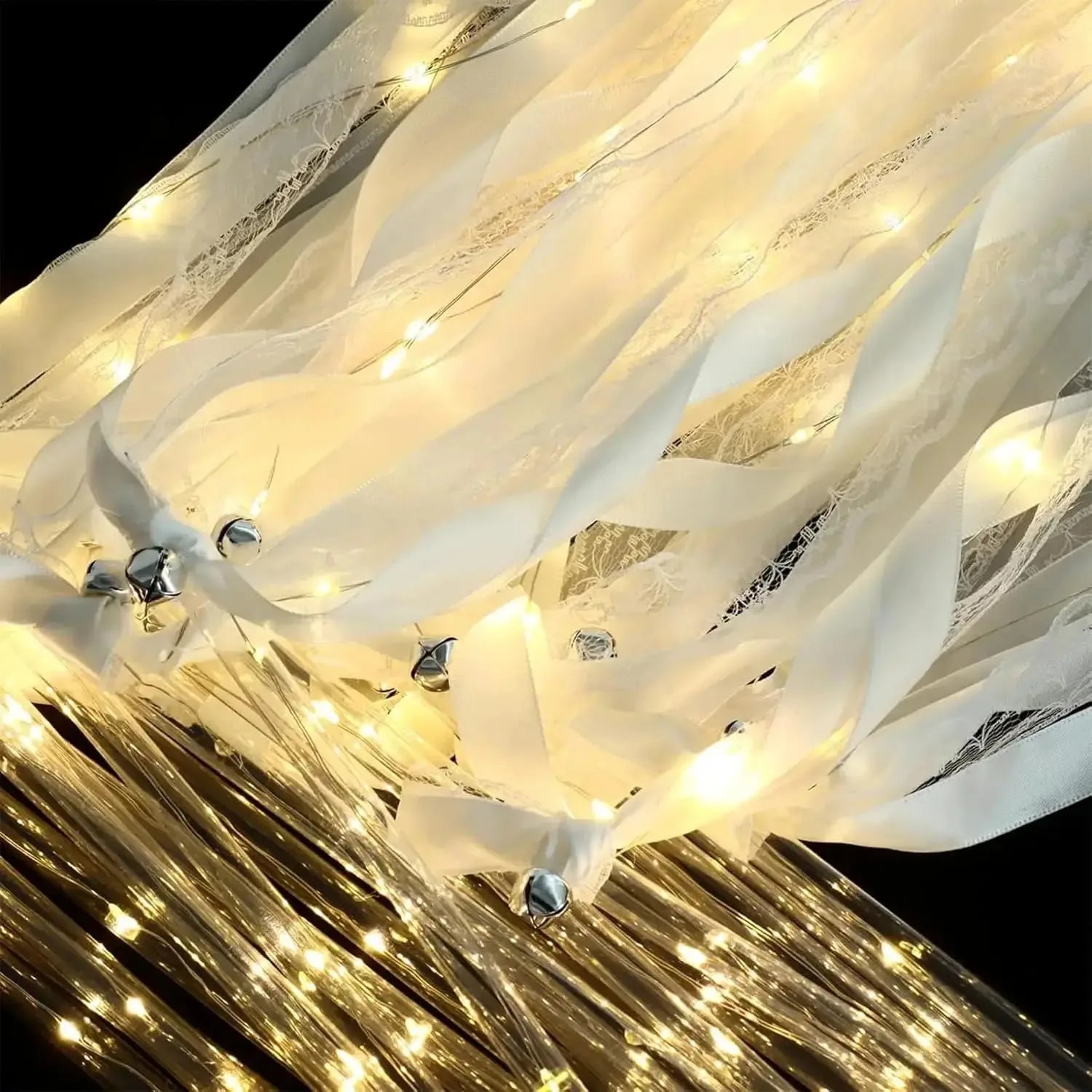 20-60 baguettes lumineuses de mariage LED avec rubans et clochettes, pour sortie de mariage, accessoires de piste de danse, cadeaux de mariage
