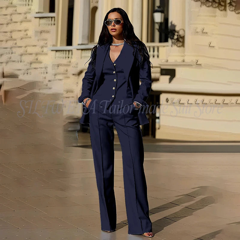 Ensembles tailleur 3 pièces pour femme : veste, pantalon et gilet - Tenues décontractées élégantes pour le bureau - Vêtements féminins de haute qualité - Ensembles blazer chics et formels