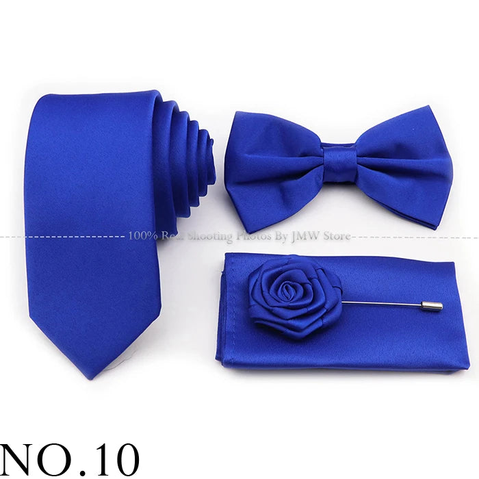 Ensemble cravate et nœud papillon violet bleu sauge vert en polyester, boutons de manchette et broche pour costume de marié, cravate de mariage, accessoire de chemise
