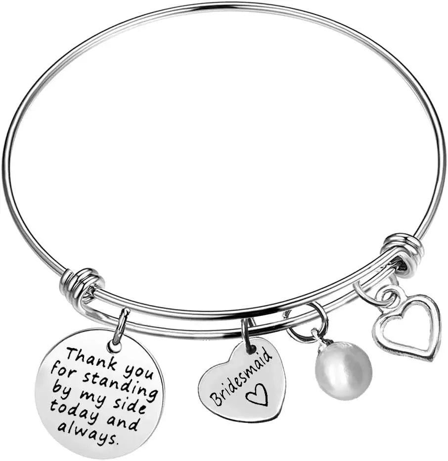 "Merci d'être restée à mes côtés" Bracelet jonc de demoiselle d'honneur