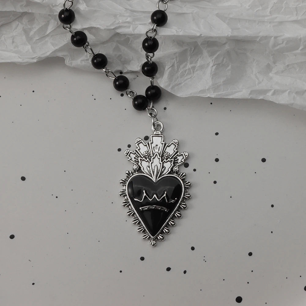 Parure collier chauve-souris gothique et croix superposées — Style sombre Y2K