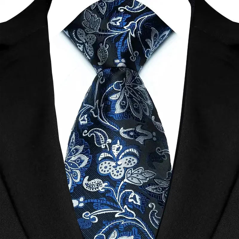 Cravate de luxe 8CM pour homme, motifs floraux et cachemire, tissée jacquard, accessoires pour occasions d'affaires et de mariage.