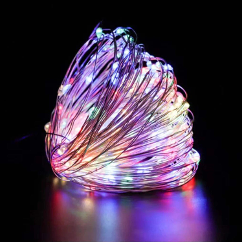 Guirlande Lumineuse LED USB, Fil de Cuivre, Éclairage Féérique, Lumières d'Ambiance pour Fêtes, Mariages, Noël, Décoration Extérieure.