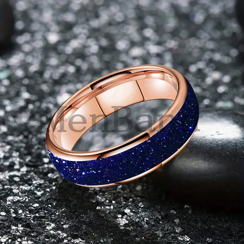 Bague de mariage pour homme 4/6/8mm - Bague en carbure de tungstène avec sable galactique concassé Espace cosmique Bague de mariage unisexe Bague de fiançailles Pour lui